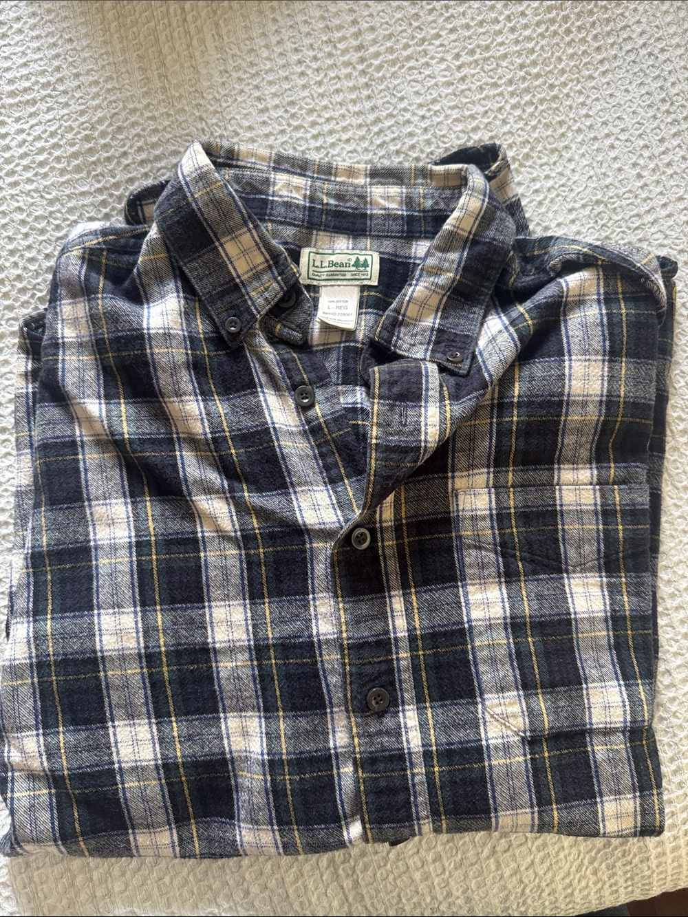 LLBean men’s plaid flannel shirt